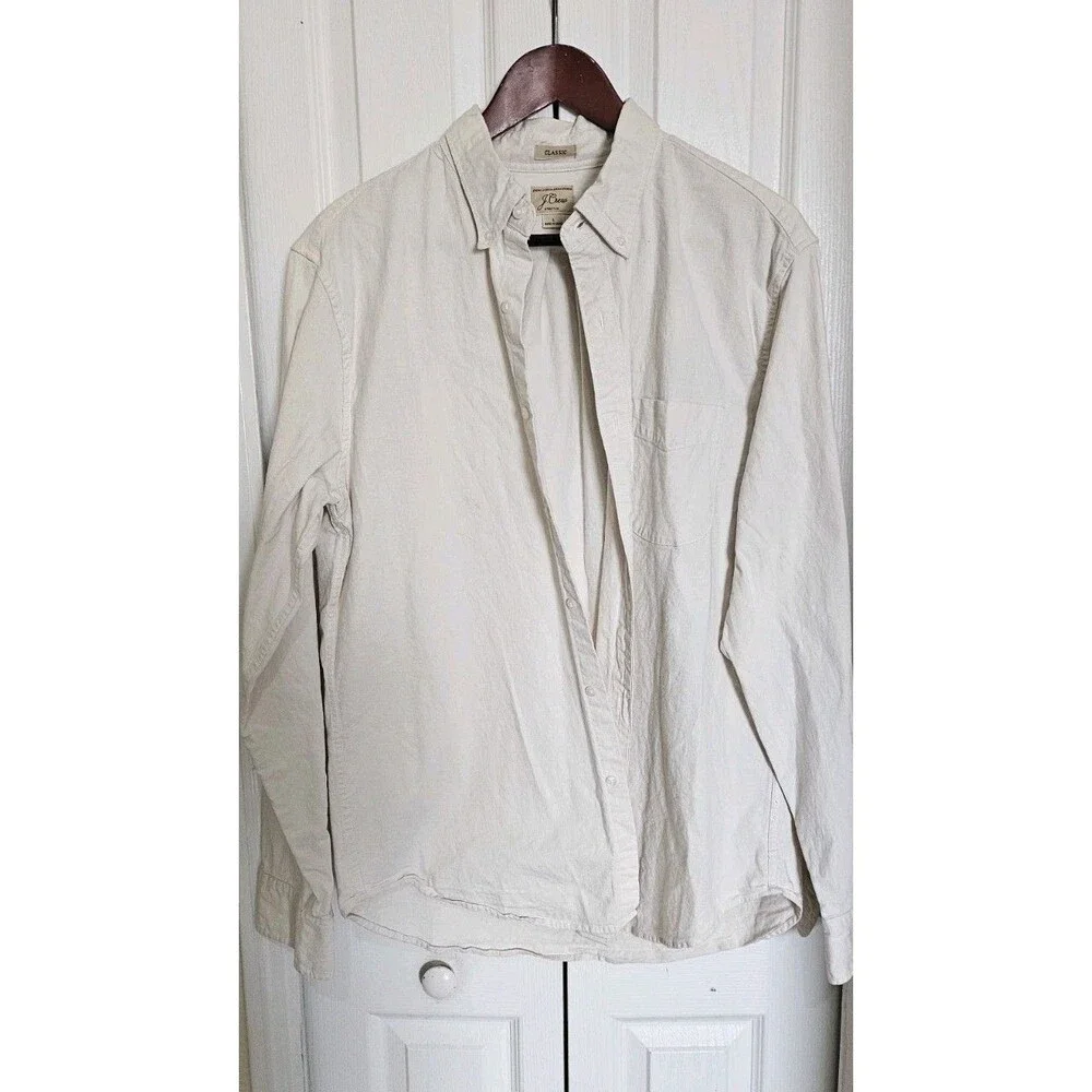 J. Crew Classic Stretch Long-Sleeve Shirt in Cream